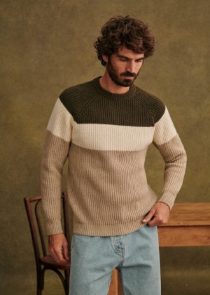 Beige Sézane Léo Men's Sweater | USA QZF-705916