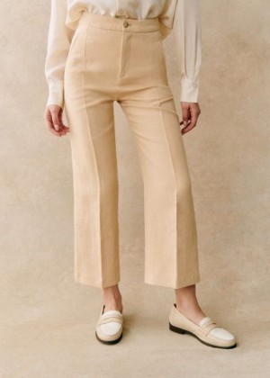 Beige Sézane Martin Crop Women's Trousers | USA PCK-752138