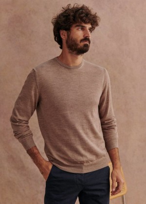 Beige Sézane Nils Men's Sweater | USA IDU-584709