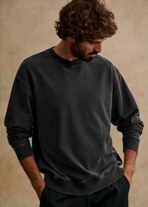 Black Sézane Boxy Men's Sweatshirt | USA MGO-984063