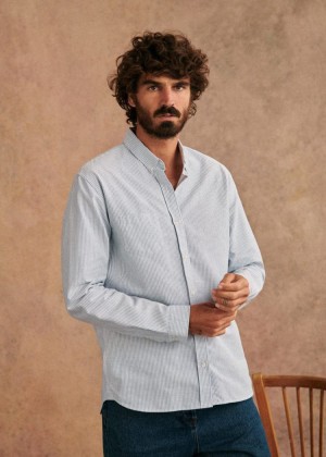 Blue Sézane Charlie Casual Oxford Men's Shirts | USA OMU-872691