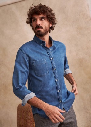 Blue Sézane Miles Men's Shirts | USA ADV-896145