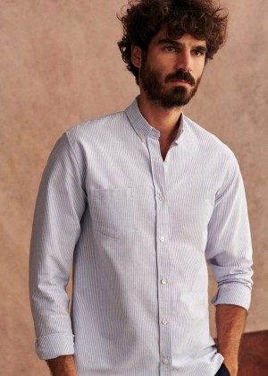 Blue Sézane Oxford Charlie Men's Shirts | USA HDO-125963