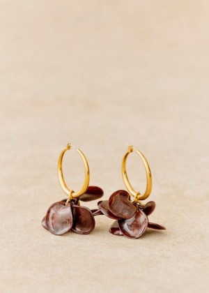 Brown Sézane Flora Hoops Women's Earrings | USA YTE-820469