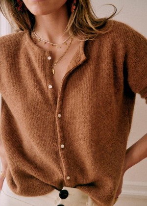 Brown Sézane Gaspard Women's Cardigan | USA ZYF-453892