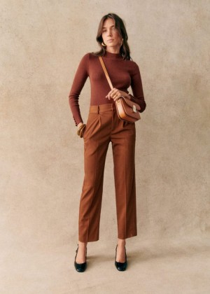 Burgundy Sézane Hendley Women's Trousers | USA DUE-046951