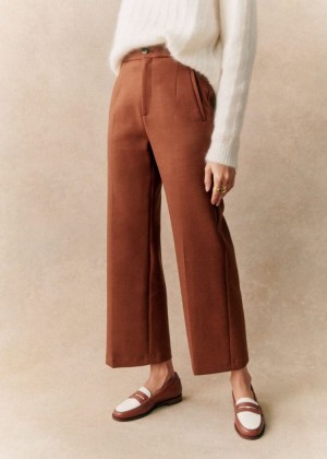 Burgundy Sézane Martin Crop Women's Trousers | USA FOS-135709