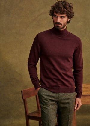 Burgundy Sézane Tadd Men's Sweater | USA PFO-309281