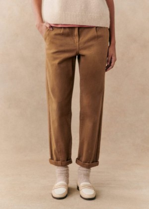 Coffee Sézane Manu Women's Trousers | USA YZX-907821