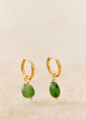 Gold Green Sézane Charlotte Hoops Women's Earrings | USA SXJ-067482