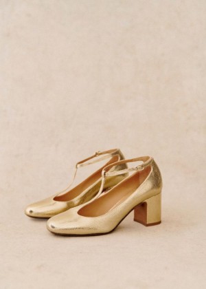 Gold Sézane Marcie Babies Women's Pumps | USA NQD-950864