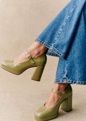 Green Sézane Georgia High Babies Women's Pumps | USA YDP-820561