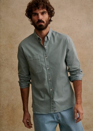 Green Sézane Miles Men's Shirts | USA AOW-562473