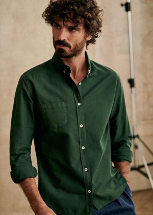 Green Sézane Oxford Charlie Men's Shirts | USA XWV-186029