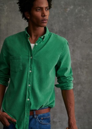 Green Sézane Velvet Charlie Men's Shirts | USA OBX-453189