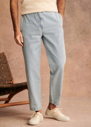 Light Blue Sézane Shane Men's Trousers | USA TDR-831562