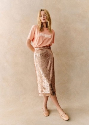 Light Gold Sézane Magalia Women's Skirt | USA RQN-594830