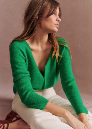 Light Green Sézane Barry Women's Cardigan | USA XFM-659837