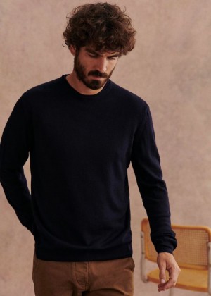 Navy Sézane Nils Men's Sweater | USA ABP-756128