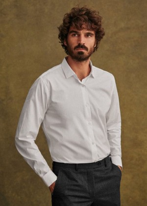 White Sézane Allen Poplin Men's Shirts | USA HYW-596407