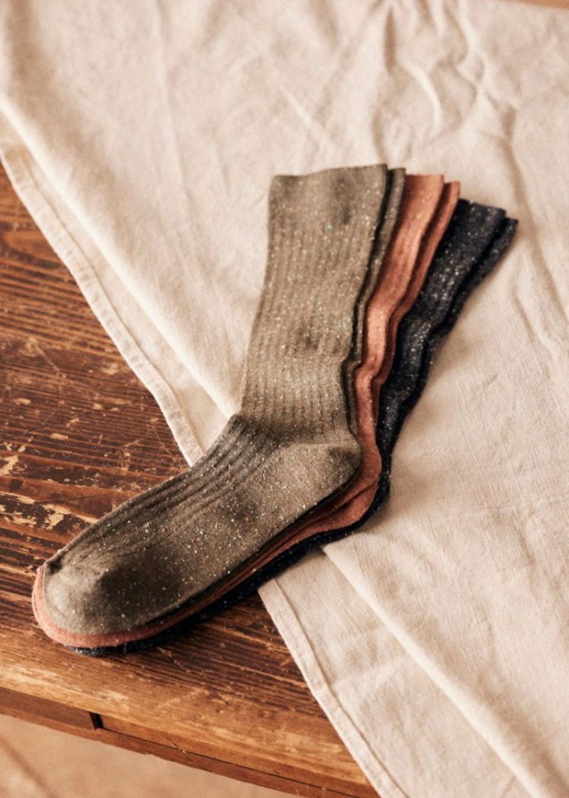 Beige Khaki Grey Sézane Pack Levitt Men's Socks | USA WFT-410682