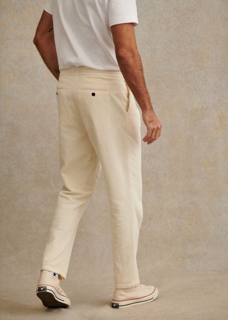 Beige Sézane Agnel Cord Men's Trousers | USA DOB-437156