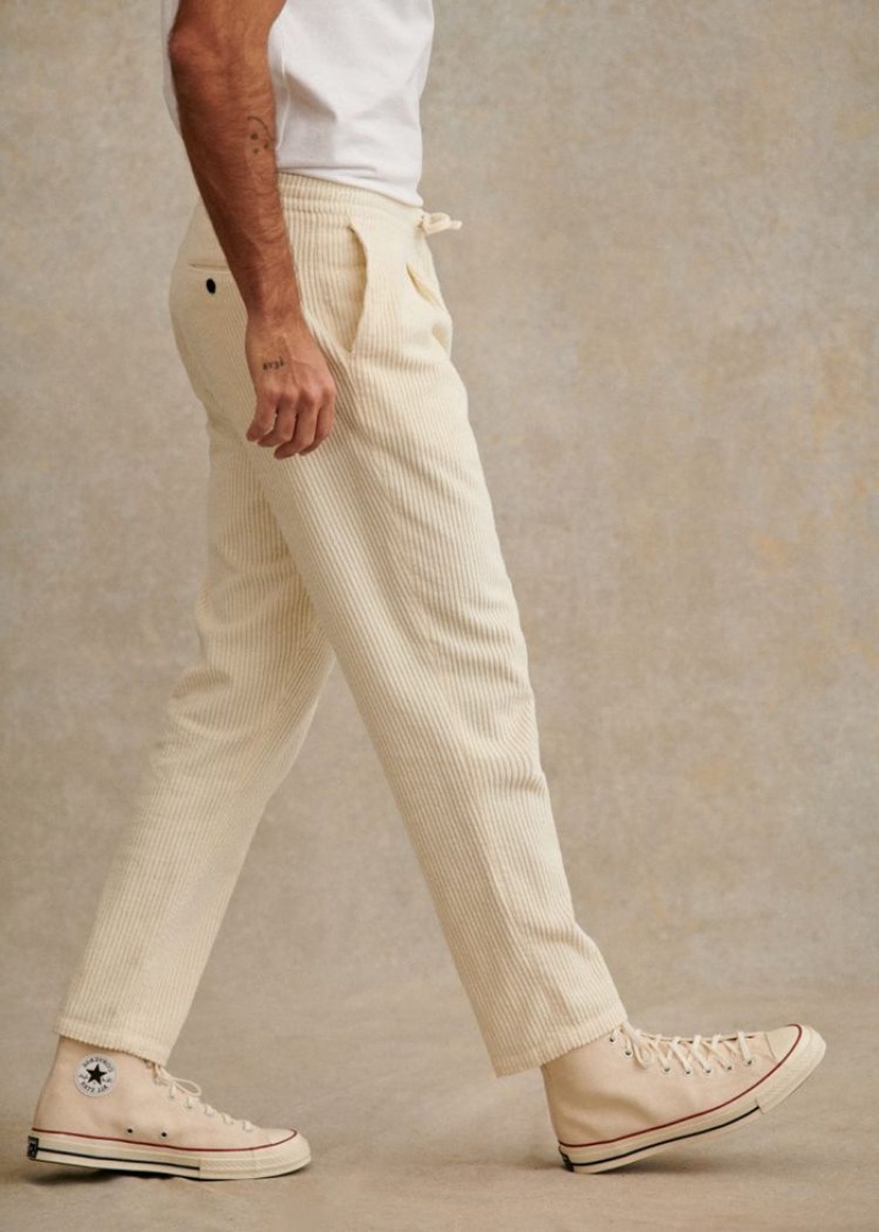 Beige Sézane Agnel Cord Men's Trousers | USA DOB-437156