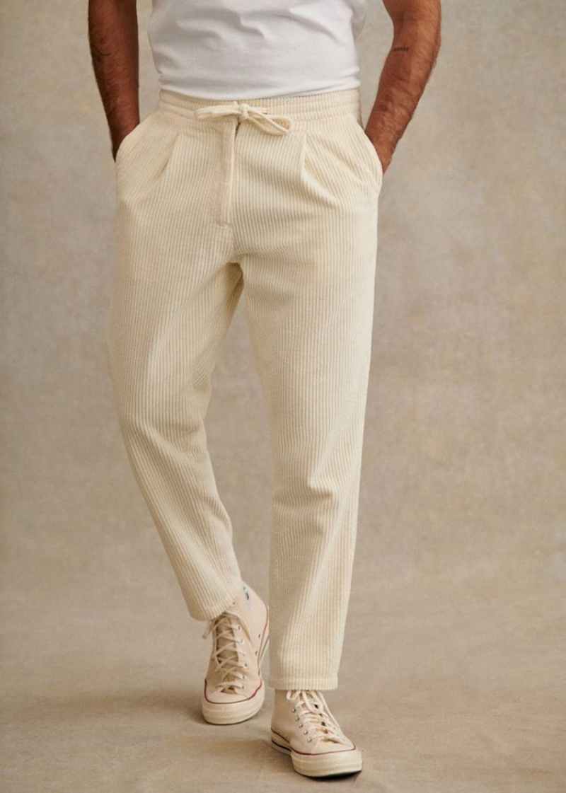 Beige Sézane Agnel Cord Men's Trousers | USA DOB-437156