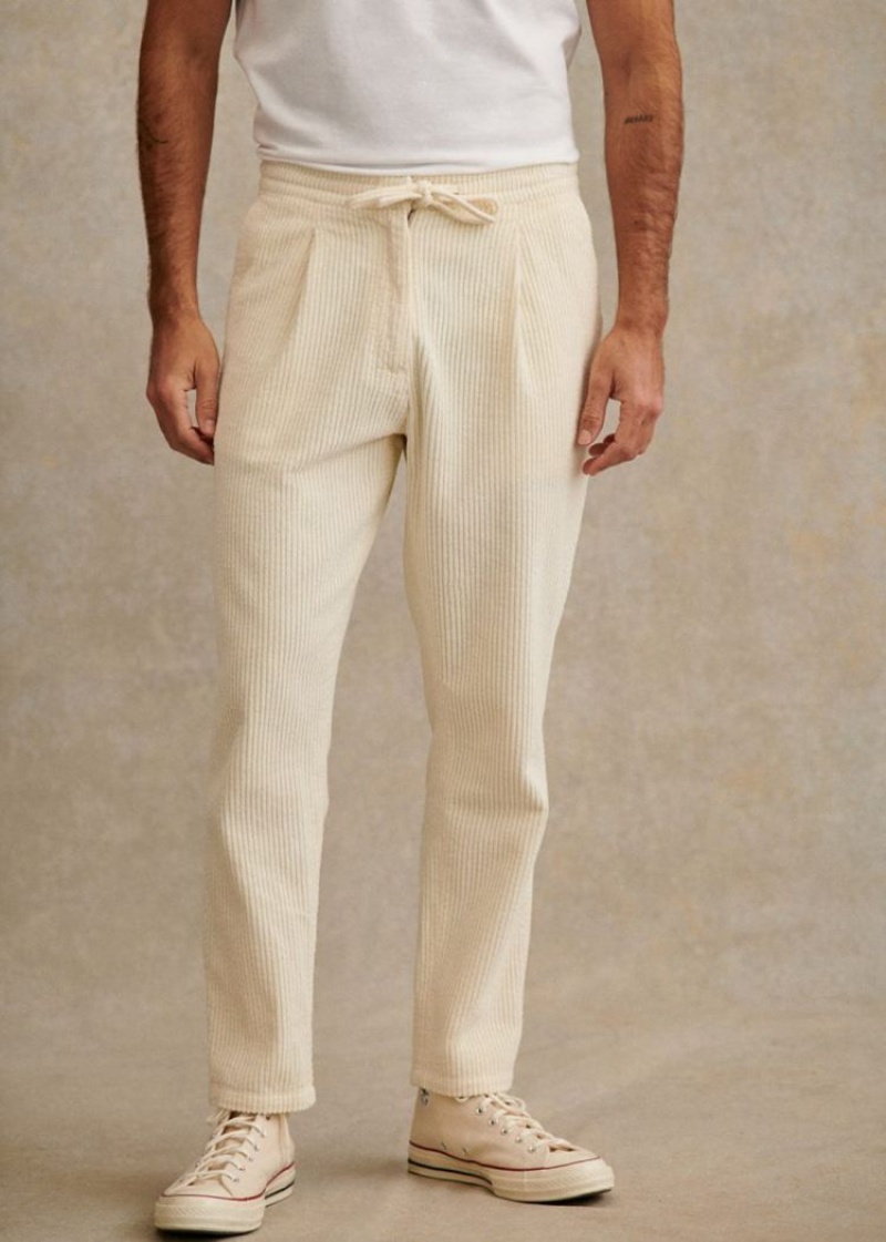 Beige Sézane Agnel Cord Men\'s Trousers | USA DOB-437156