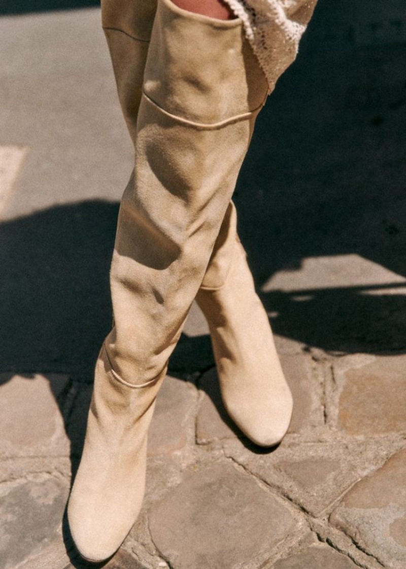 Beige Sézane Colette Thigh High Women's Boots | USA FCR-983145