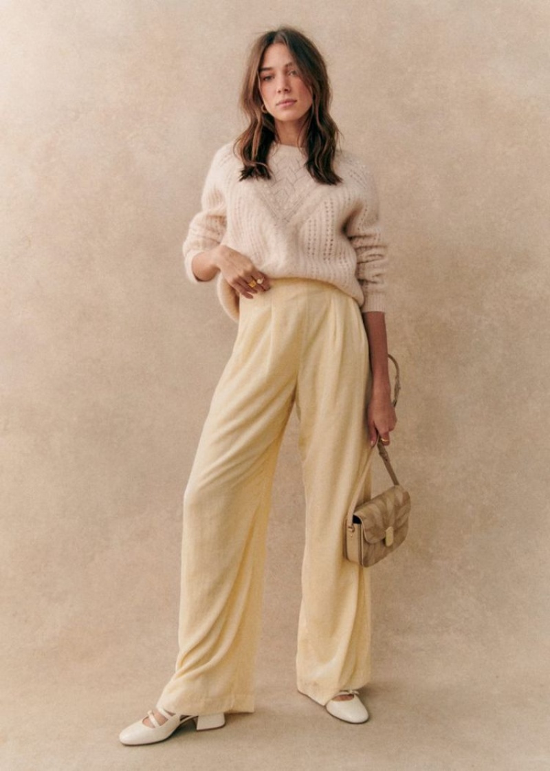 Beige Sézane Malone Women's Trousers | USA YVF-809432