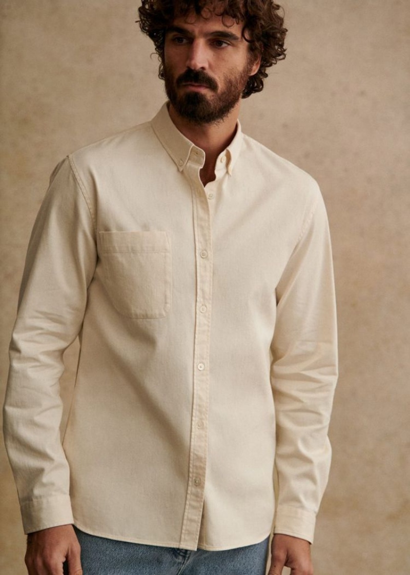 Beige Sézane Miles Men's Shirts | USA OAU-325164