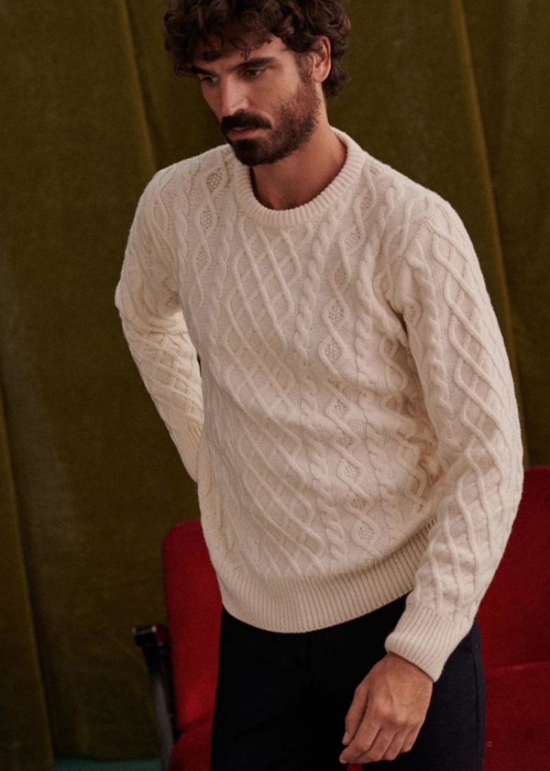 Beige Sézane Oliver Men's Sweater | USA FIQ-205496