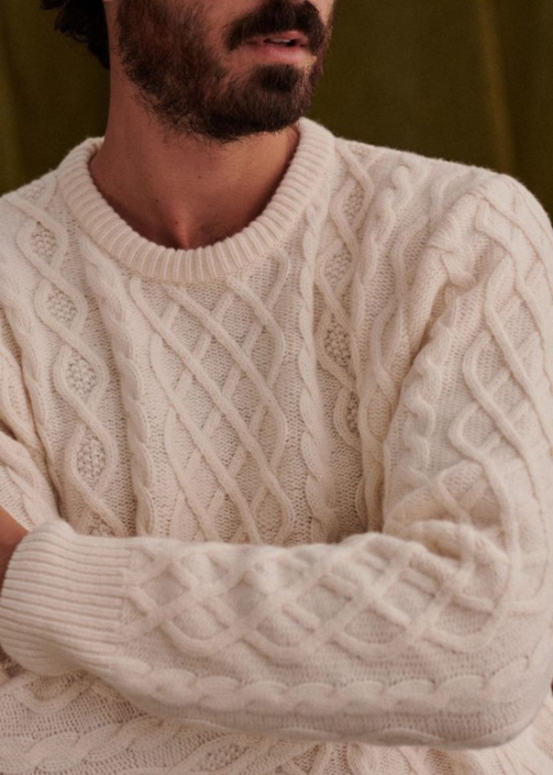 Beige Sézane Oliver Men's Sweater | USA FIQ-205496