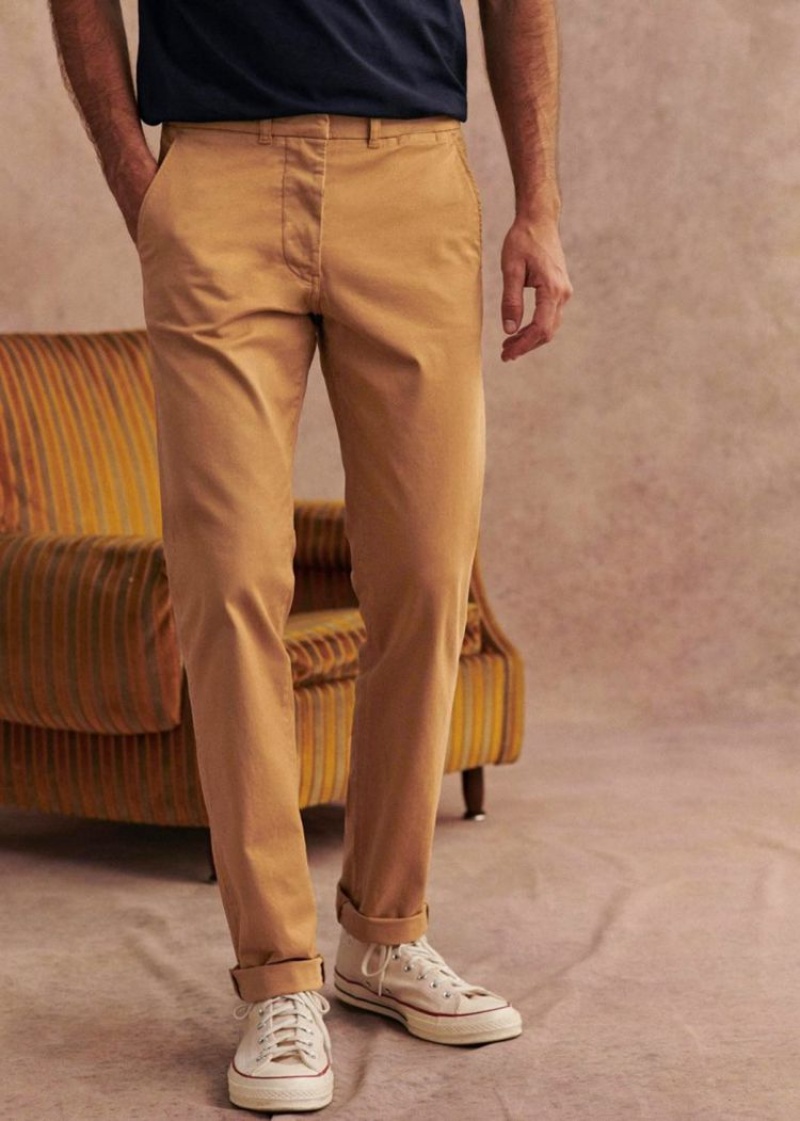 Beige Sézane Tom Chinos Men\'s Trousers | USA FZQ-189532