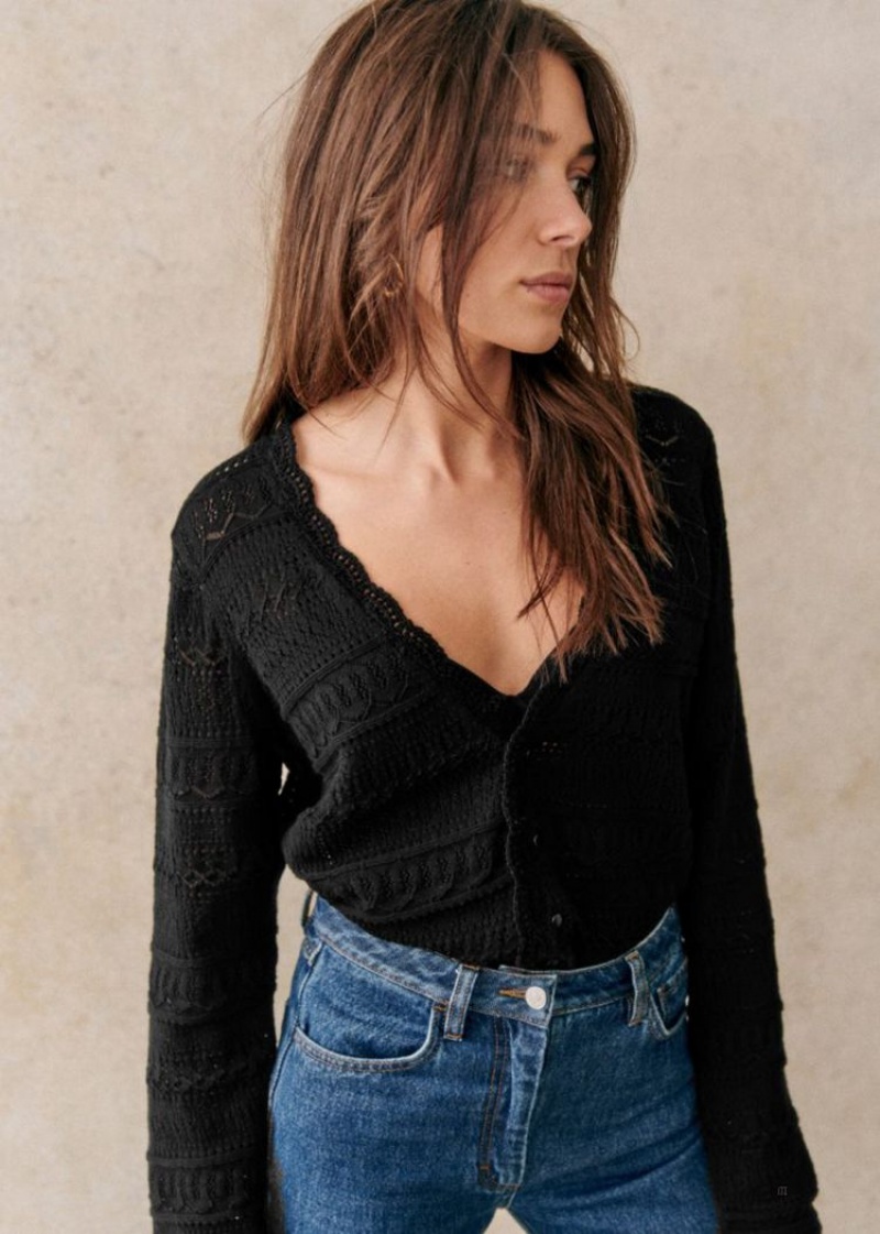 Black Sézane Keyla Women's Cardigan | USA MVB-926817