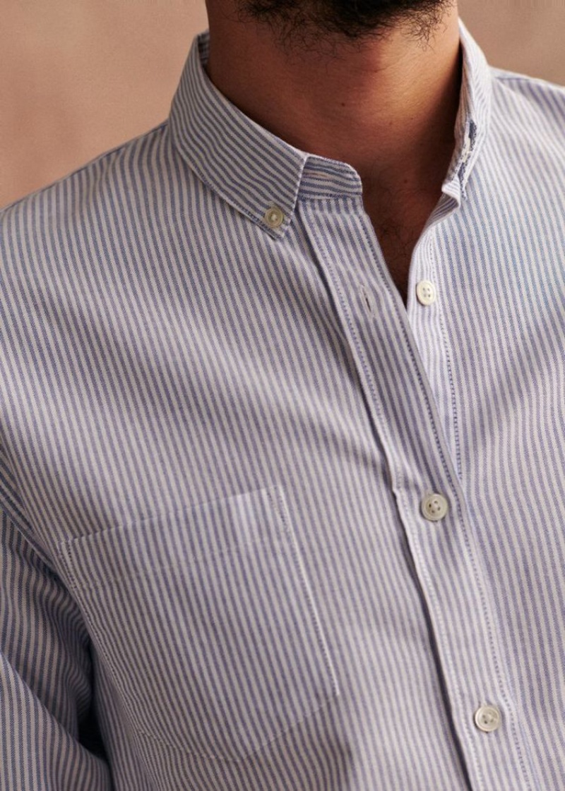 Blue Sézane Oxford Charlie Men's Shirts | USA HDO-125963