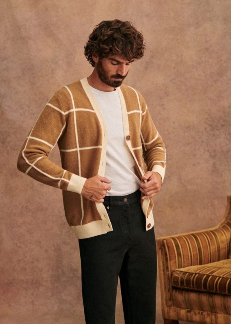 Brown Sézane Aden Men's Cardigan | USA YPC-094752