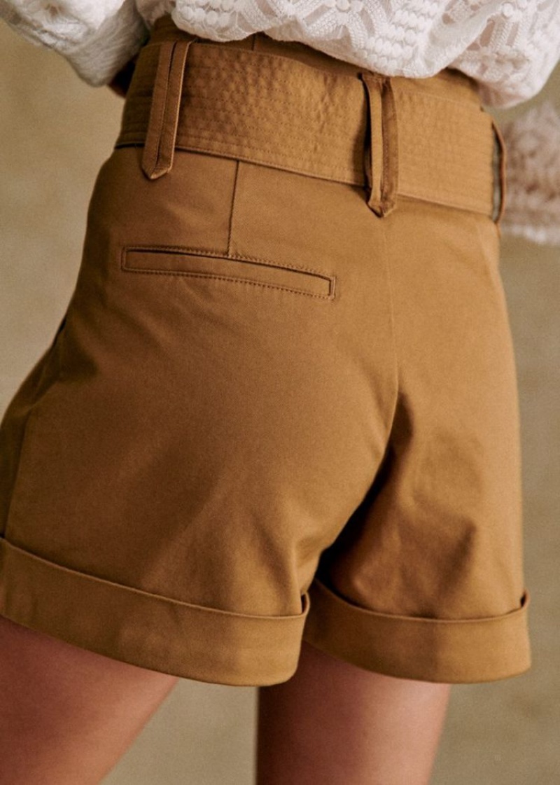 Brown Sézane Rome Women's Shorts | USA NBF-179653