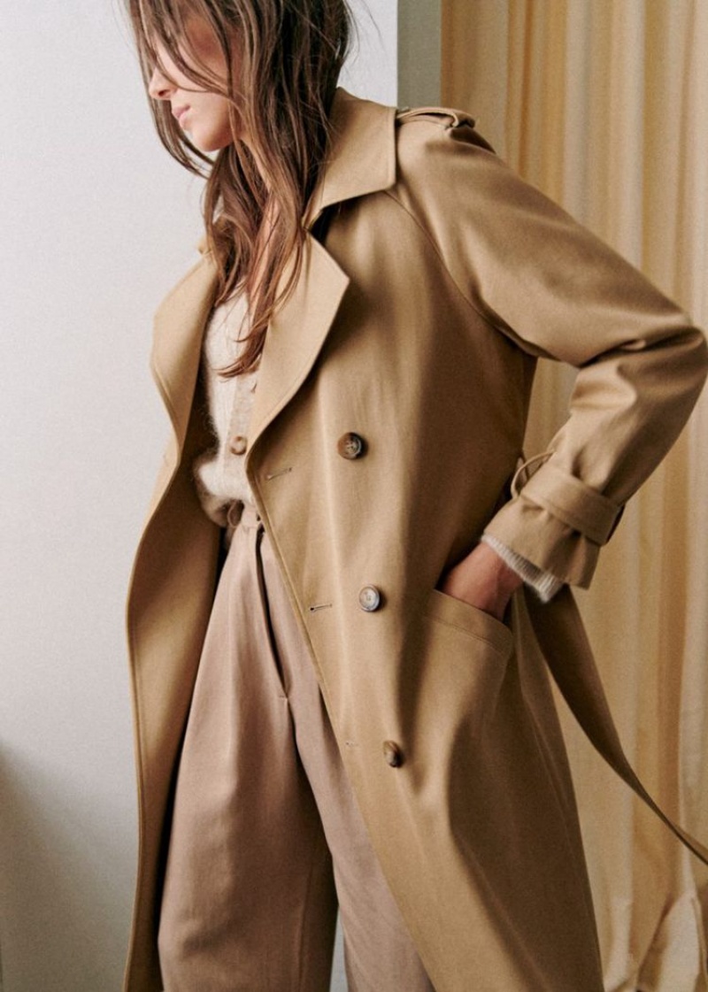 Brown Sézane Scott Trench Women's Coat | USA WEV-425693