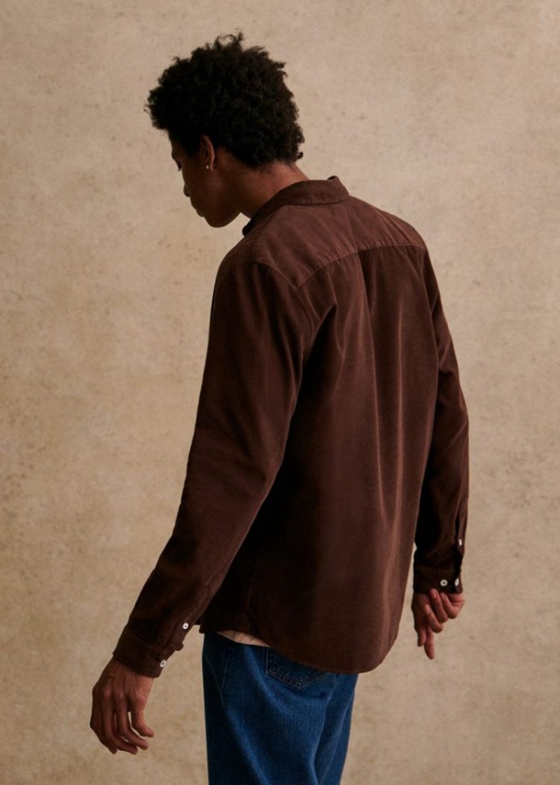 Brown Sézane Velvet Charlie Men's Shirts | USA GLR-598067