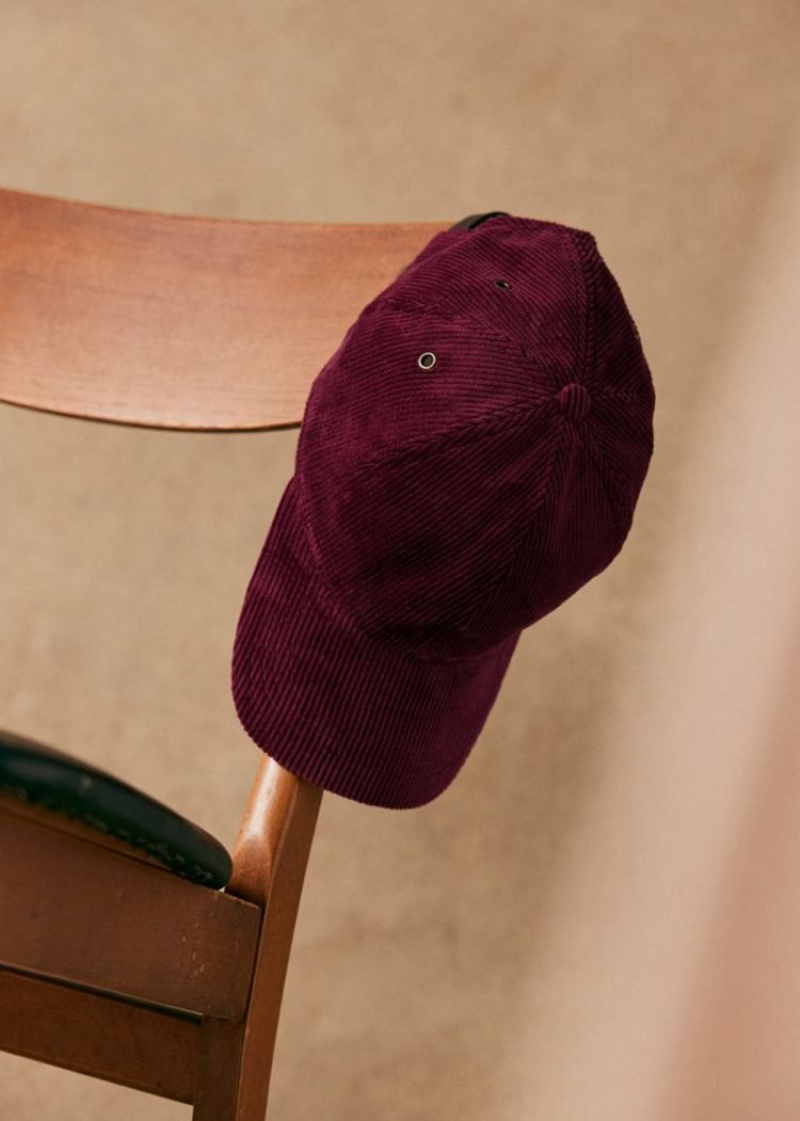 Burgundy Sézane Chase Corduroy Men's Caps | USA AWX-215738