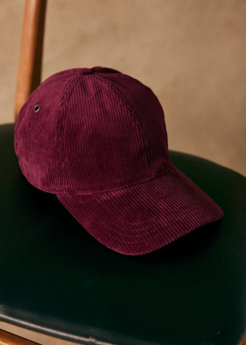 Burgundy Sézane Chase Corduroy Men's Caps | USA AWX-215738