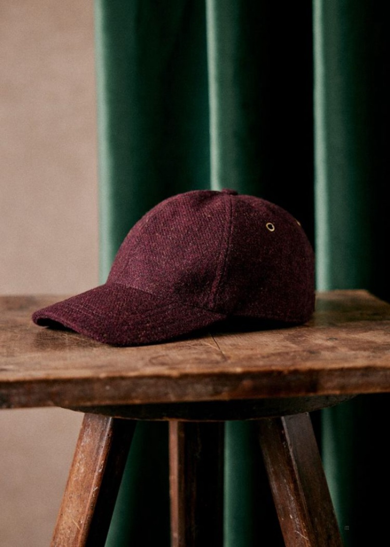 Burgundy Sézane Chase Tweed Men's Caps | USA NKG-860319