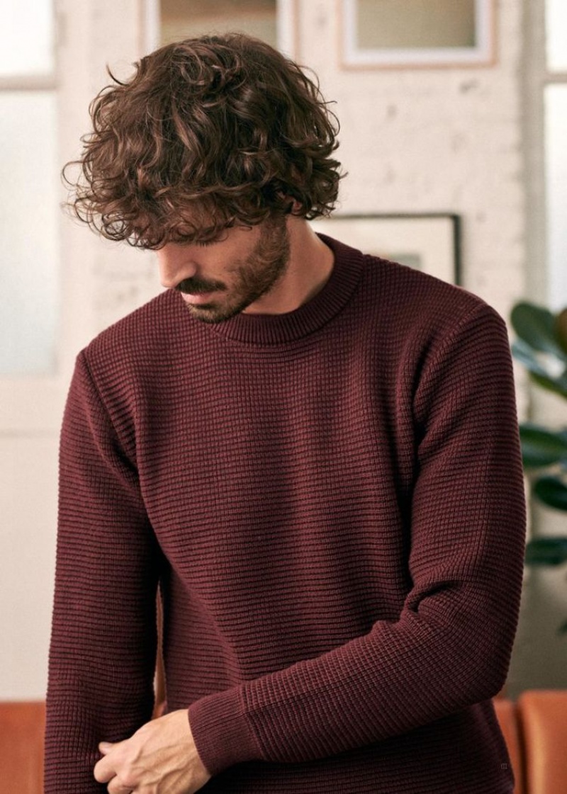 Burgundy Sézane Chuck Men's Sweater | USA UXN-803729