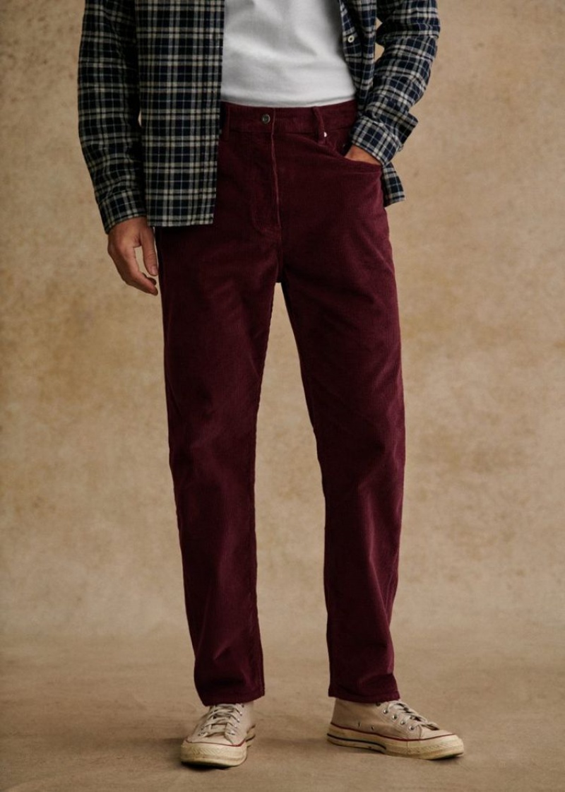 Burgundy Sézane Corduroy Albano Men\'s Trousers | USA WQG-241860