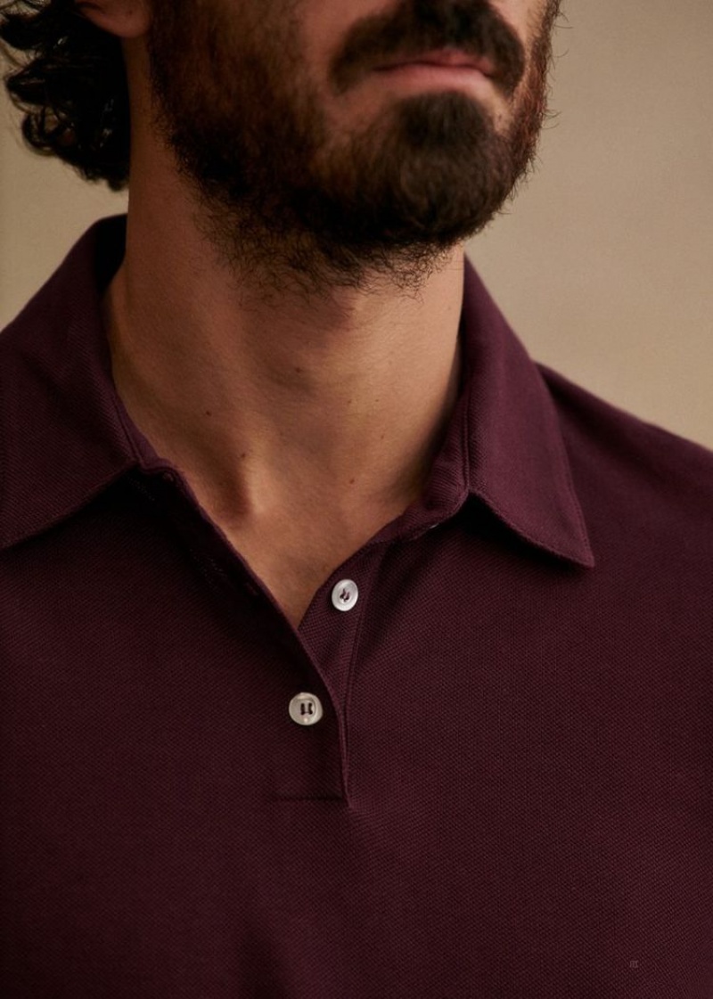 Burgundy Sézane Cross Polo Men's Shirts | USA EWZ-436970