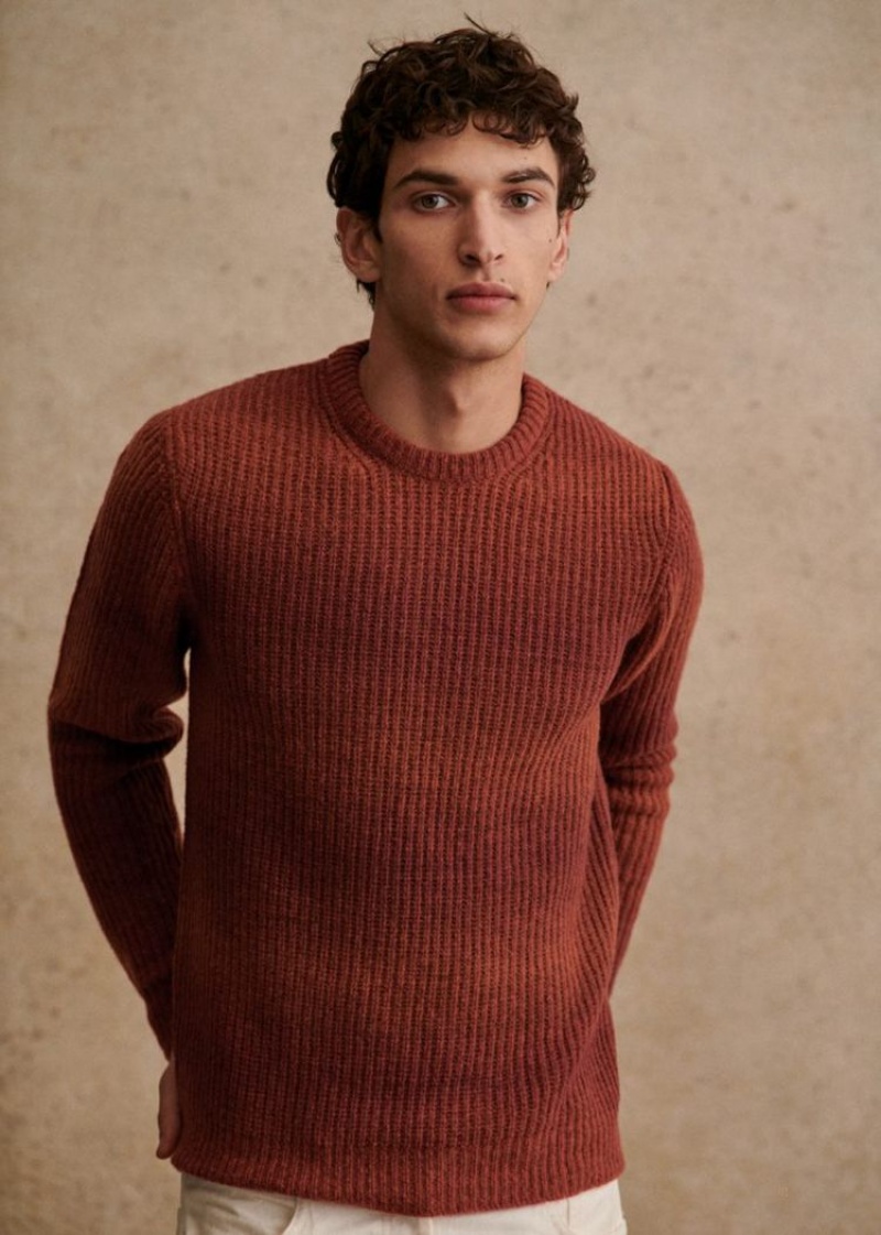 Burgundy Sézane Tusla Men's Sweater | USA RNY-758964