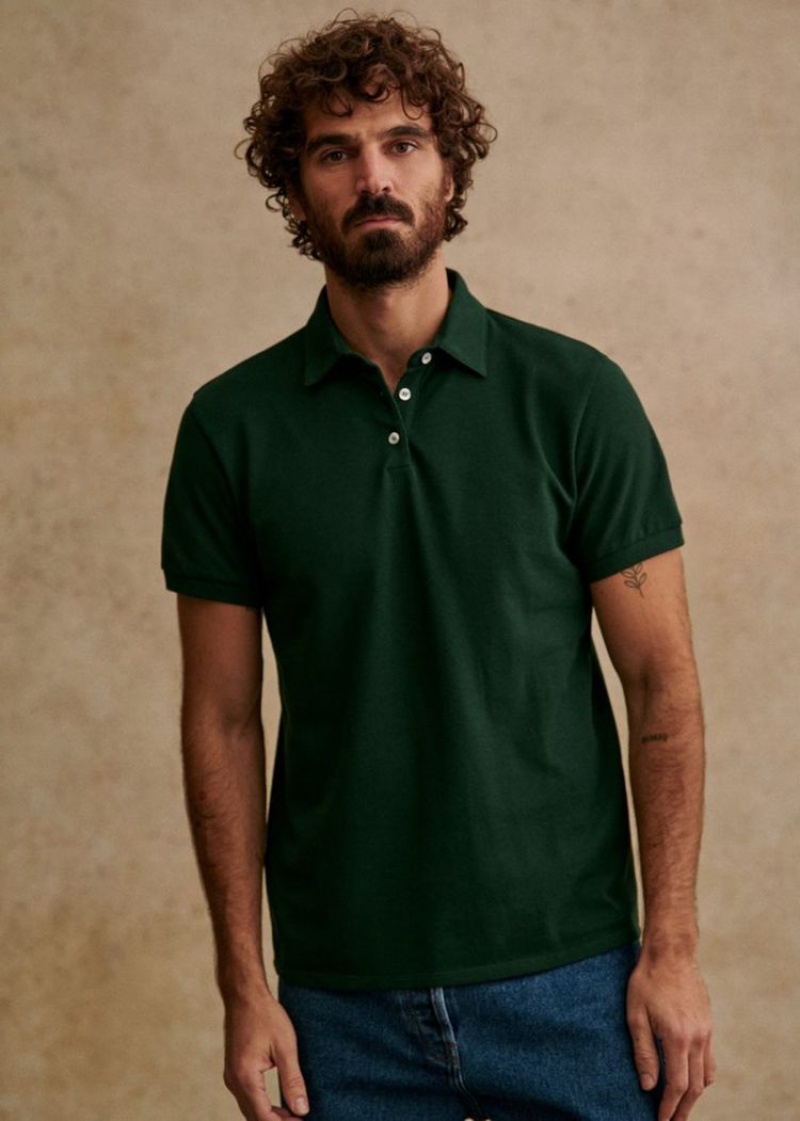 Dark Green Sézane Cross Polo Men's Shirts | USA WJI-180256