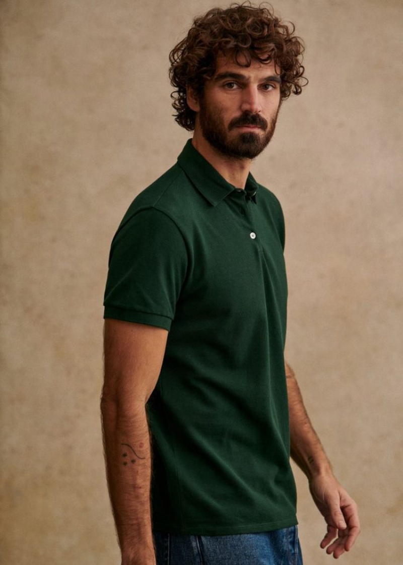 Dark Green Sézane Cross Polo Men's Shirts | USA WJI-180256